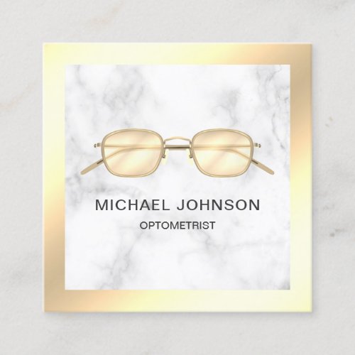 Gold Foil Marble Eyeglasses Eye Doctor Optometrist Square Business Card