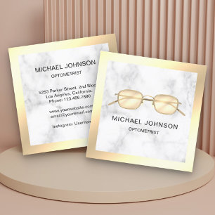 Gold Foil Marble Eyeglasses Eye Doctor Optometrist Square Business Card