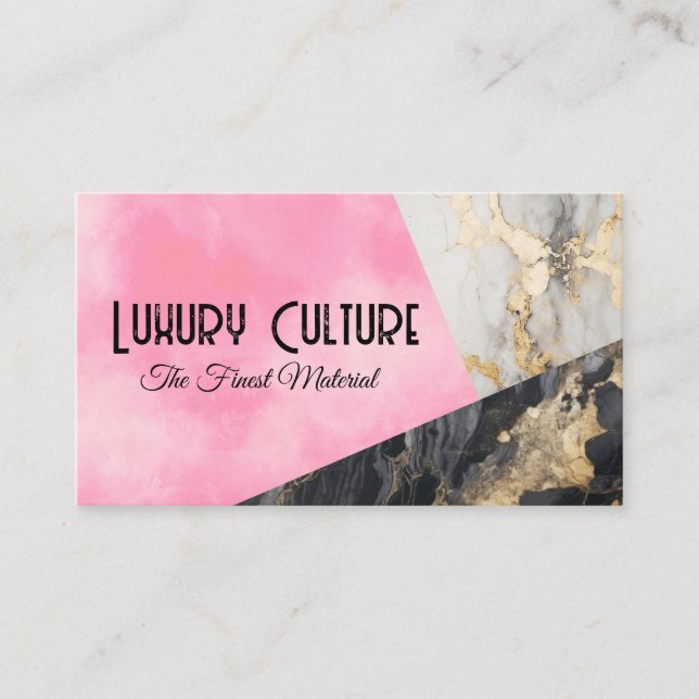 Gold Foil Marble | Pink Texture | Lux Business Card (Front)