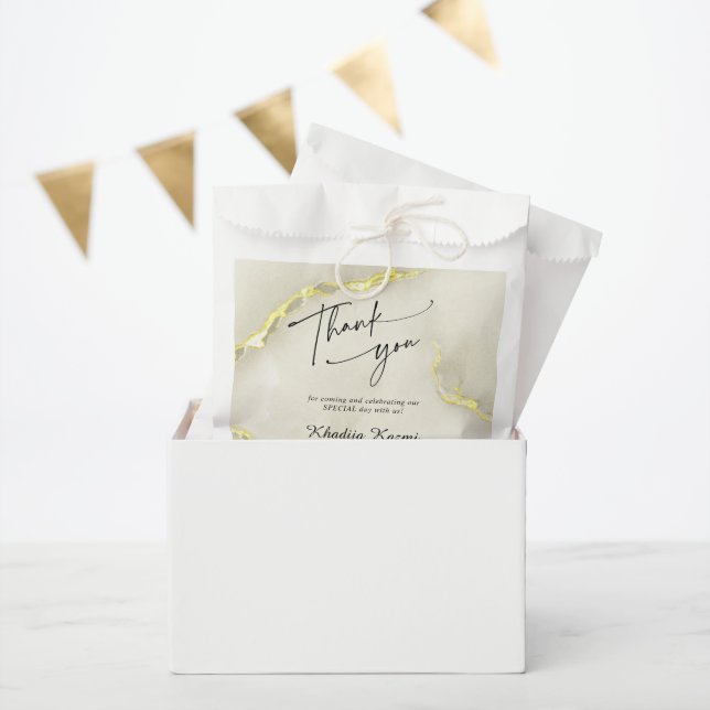 Gold Foil Marble Texture Wedding Thank You Favor Bag (Party)