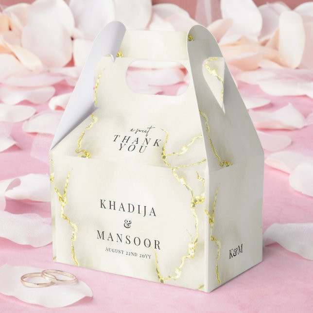 Gold Foil Marble Texture Wedding Thank You Favor Boxes (Wedding)