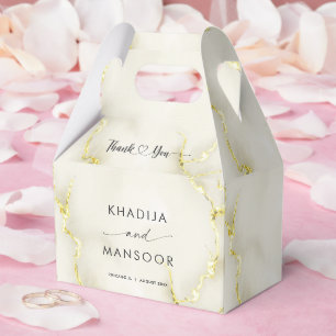Gold Foil Marble Texture Wedding Thank You Favor Boxes