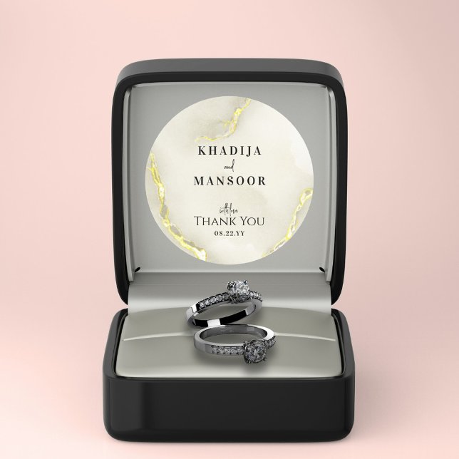 Gold Foil Marble Texture Wedding Thank You Favor  Classic Round Sticker (Creator Uploaded)