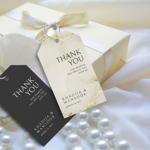 Gold Foil Marble Texture Wedding Thank You Gift Tags