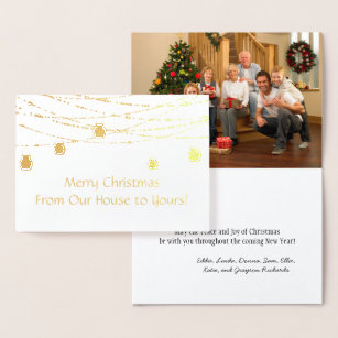 Gold Foil Mason Jar String Lights Photo Christmas Foil Card