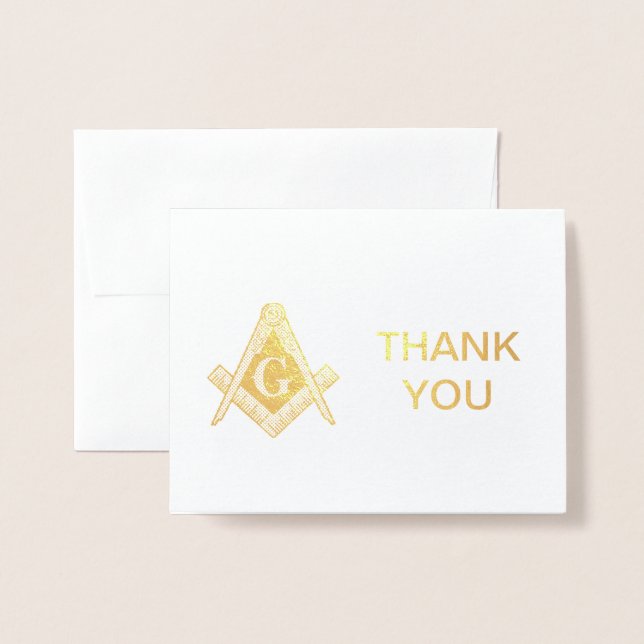 Gold Foil Masonic Freemasonry Thank you Card (Front With Envelope)