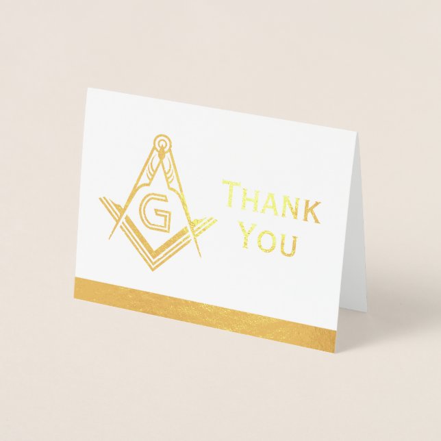Gold Foil Masonic Thank You Cards | Freemason Note (Front)
