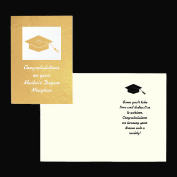 Gold Foil Master's Degree Graduation Card by KathyHenis at Zazzle