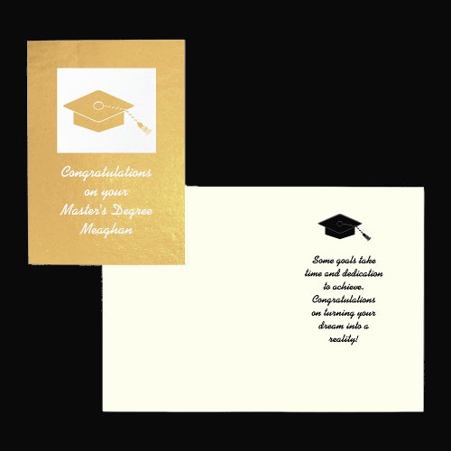 Gold Foil Masters Degree Graduation Card