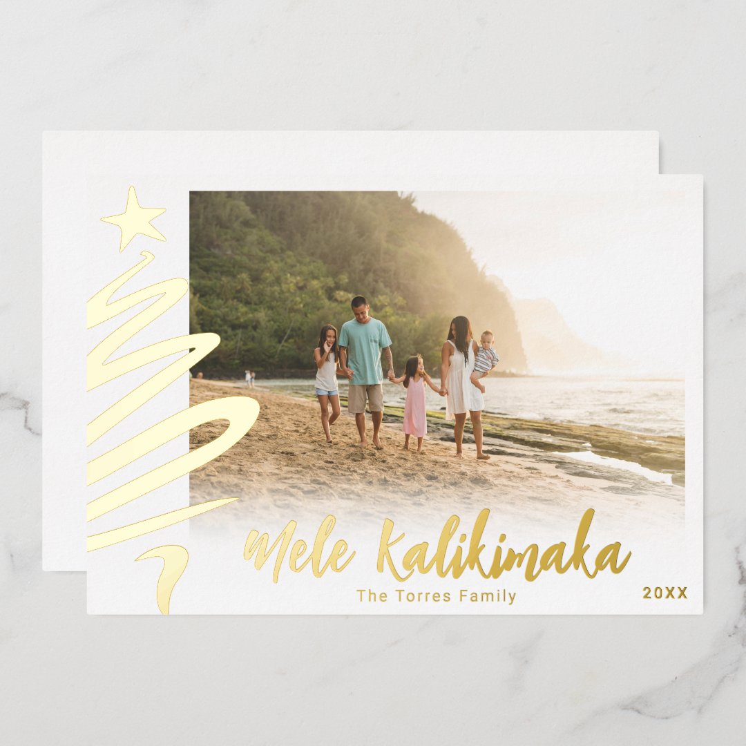 Gold Foil Mele Kalikimaka Photo Card