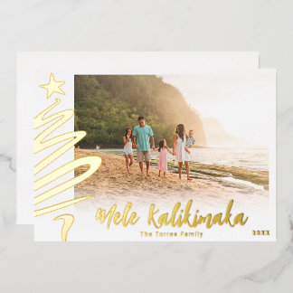 Gold Foil Mele Kalikimaka Photo Card