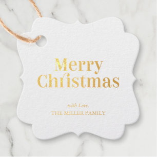 Gold Foil Merry Christmas Holiday Gift Tags