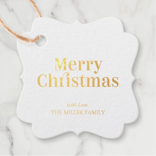 Gold Foil Merry Christmas Holiday Gift Tags