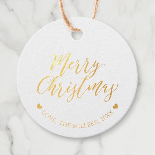 Gold Foil Merry Christmas Holiday Gift Tags