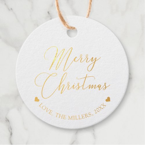 Gold Foil Merry Christmas Holiday Gift Tags