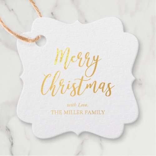 Gold Foil Merry Christmas Holiday Gift Tags