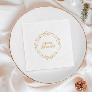 Gold Foil Merry Christmas Holiday Napkins