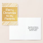[ Thumbnail: Gold Foil "Merry Christmas to My Parents" Card ]