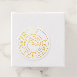 Gold Foil Merry Christmas with Santa Claus  Favor Tags