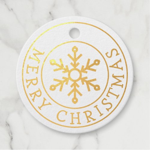 Gold Foil Merry Christmas with Snowflake  Foil Favor Tags