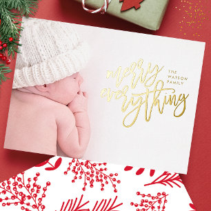GOLD FOIL   Merry Everything Photo Foil Holiday Card