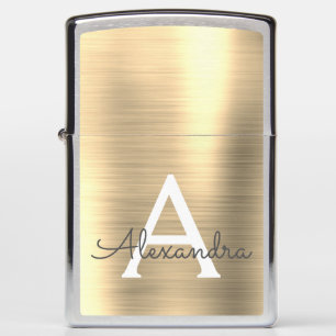Gold Foil Metallic Metal Monogram Zippo Lighter