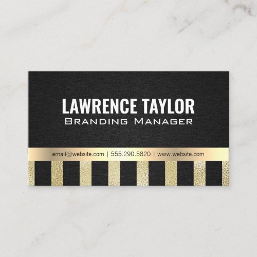 Gold Foil Metallic Striped Business Card