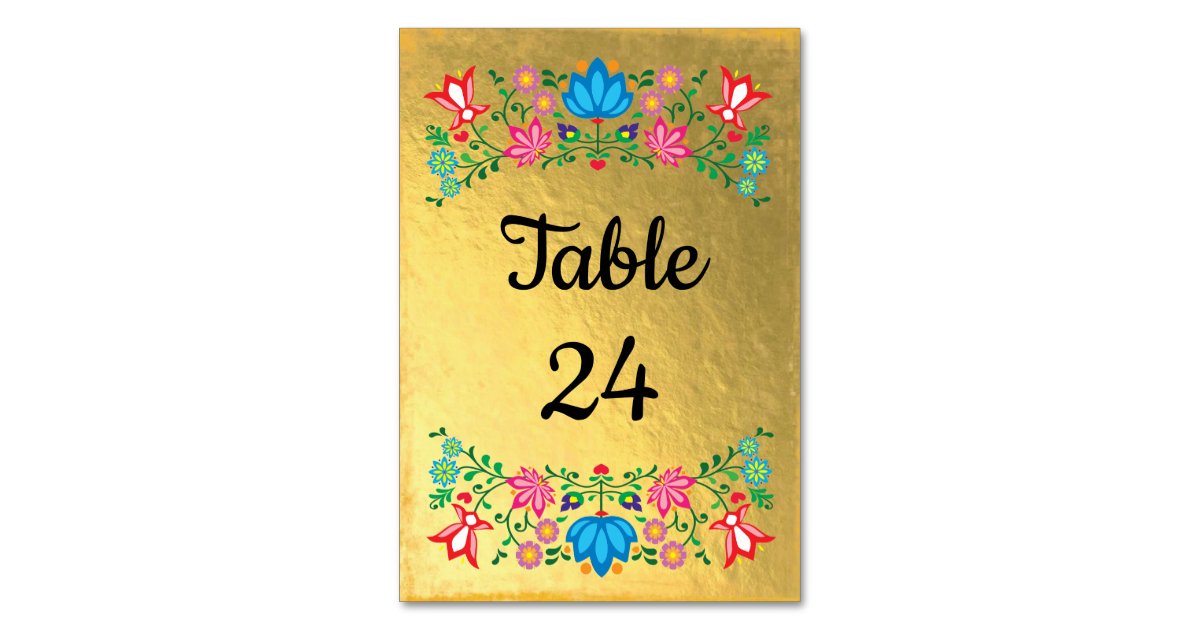 Gold Foil Mexican Fiesta Floral Table Numbers Zazzle
