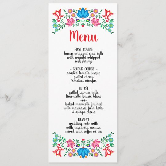 Gold Foil Mexican Fl Wedding Menu Card Zazzle Gold Foil Mexican Fl Wedding Menu Card