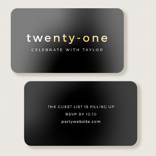 Gold Foil Mini 21st Birthday Party Invitation Business Cards