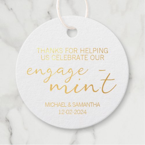 Gold Foil Mint Engagement Thank You Foil Favor Tags
