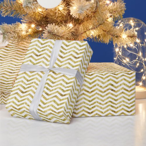 Gold Foil Modern Elegant Chevron Wrapping Paper