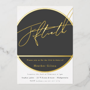 Gold Foil Modern Mens Womans 50th Birthday Party Invitation