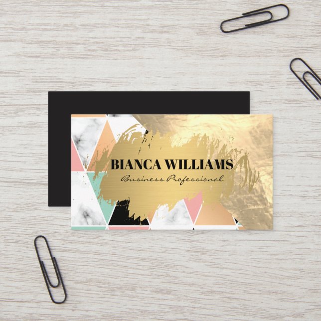 Gold Foil | Modern Pattern Geometric Business Card (Front/Back In Situ)