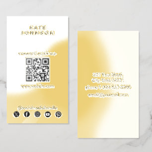 Gold Foil Modern Social Media Connect With Us Business Cards