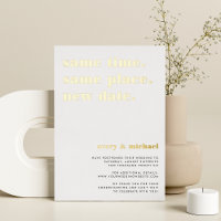 Gold Foil Modern Wedding Postponement Card