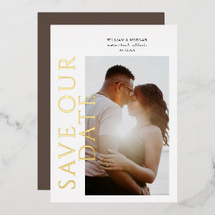 Gold Foil Modern Wedding Save the Date Invitation