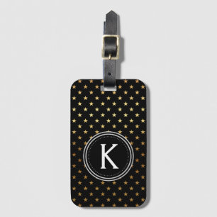 Gold Foil Monogram and Stars Luggage Bag Tag