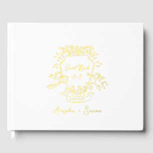 Gold Foil Monogram Black Wedding Guest Book