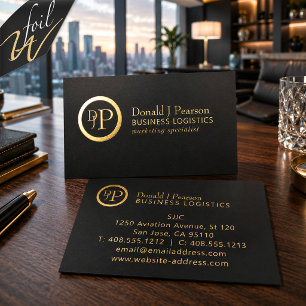Gold Foil Monogram Business Logistics Executive Cards