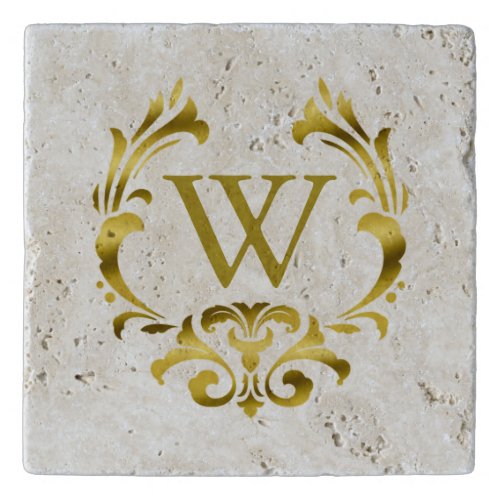 Gold Foil Monogram Emblem Trivet