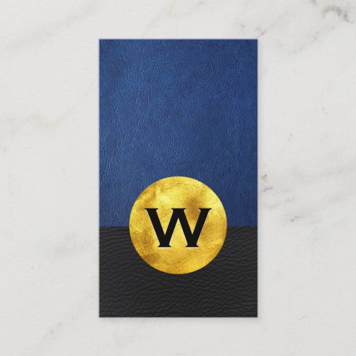 Gold Foil Monogram  Leather Color Block Business Card