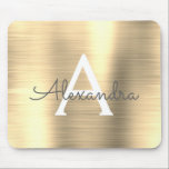 Gold Foil Monogram Name Mousepad<br><div class="desc">Gold Faux Brushed Metal Monogram Name Monogram Mousepad. This Mousepad can be customized to include your first name.</div>