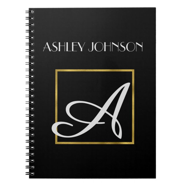 Gold Foil Monogram Notebook for School or Work (Front)