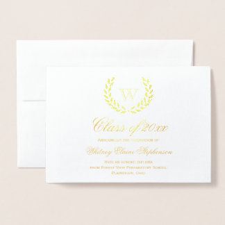 Gold Foil Monogram Photo College Graduation Card