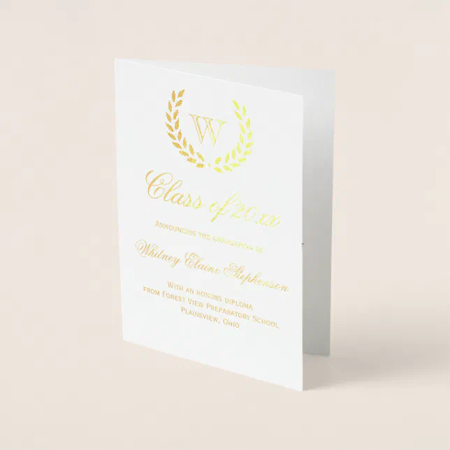 Gold Foil Monogram Photo College Graduation Foil Card | Zazzle