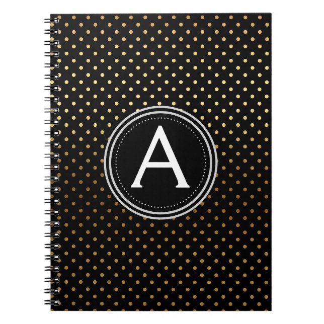 Gold Foil Monogram Polka Dot Notebook (Front)