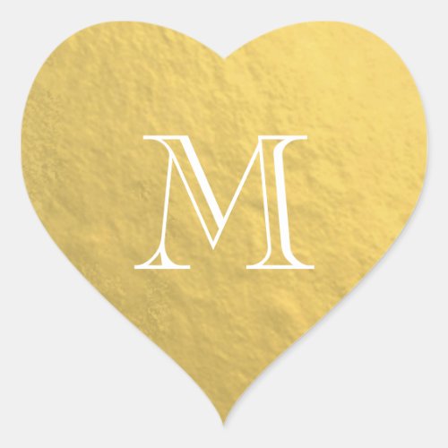 Gold Foil Monogram Wedding Heart Sticker