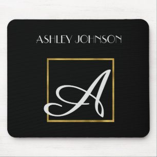 Gold Foil Monogrammed Modern Mouse Pad