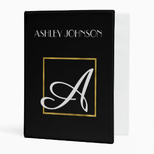 Gold Foil Monogrammed Modern School Binder